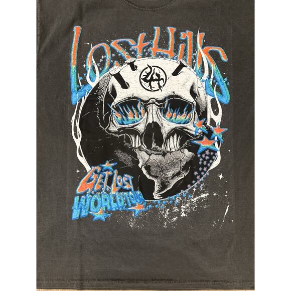 Lost Hills Get Lost World Tour Tee Front And Back Print Men’s 2X Gray - Picture 2 of 8